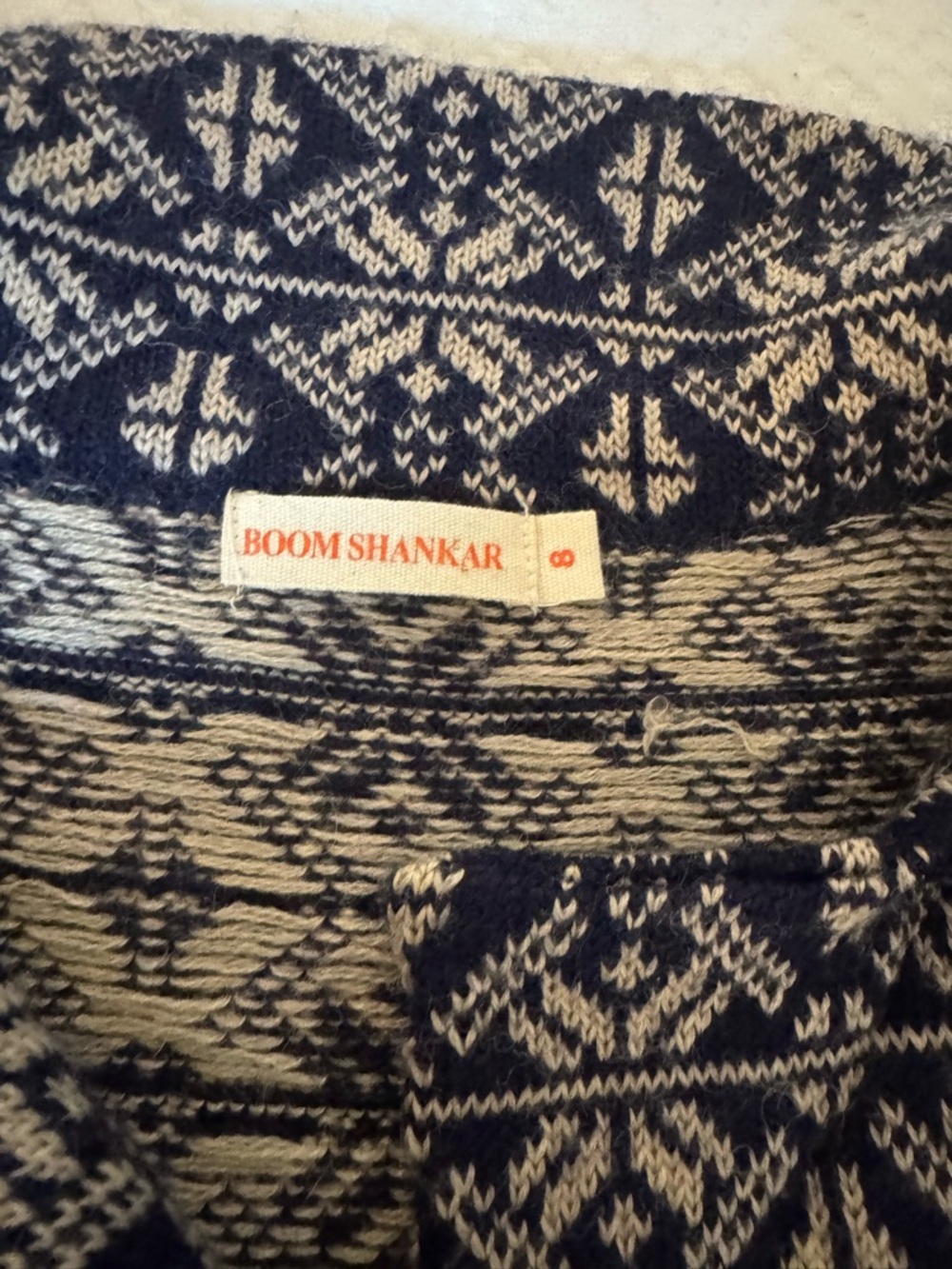 Navy & Cream Patterned Knit Jacket - Picture 2 of 3